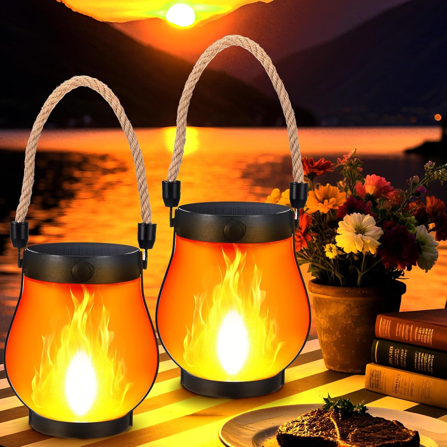 Fire Torch Solar - 2 pacotes de lanternas de chama
