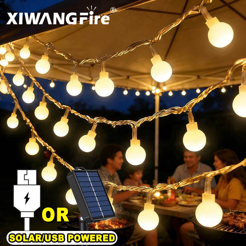 Outdoor Lighting For Gazebo - Luzes de Cordão Solares/USB/Bateria de 3-10M,