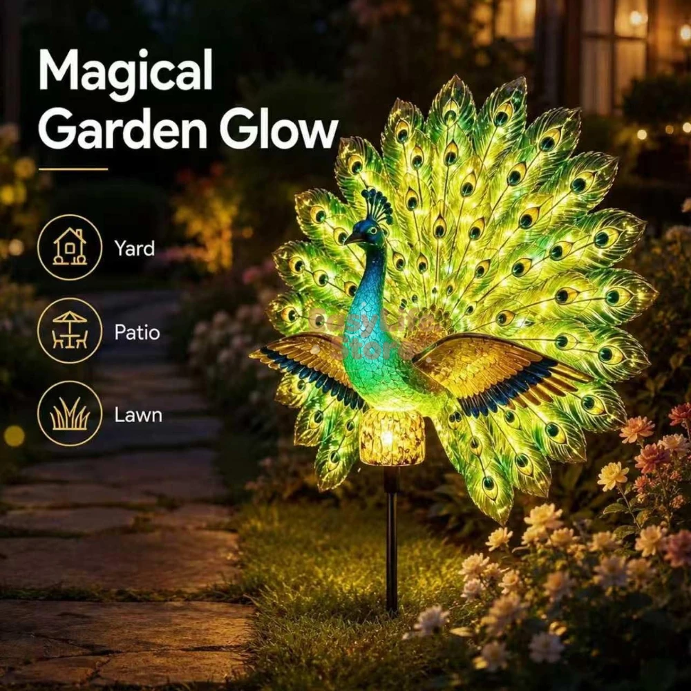 Outdoor Lighting For Gazebo - Escultura de Pavão Solar para Jardim,