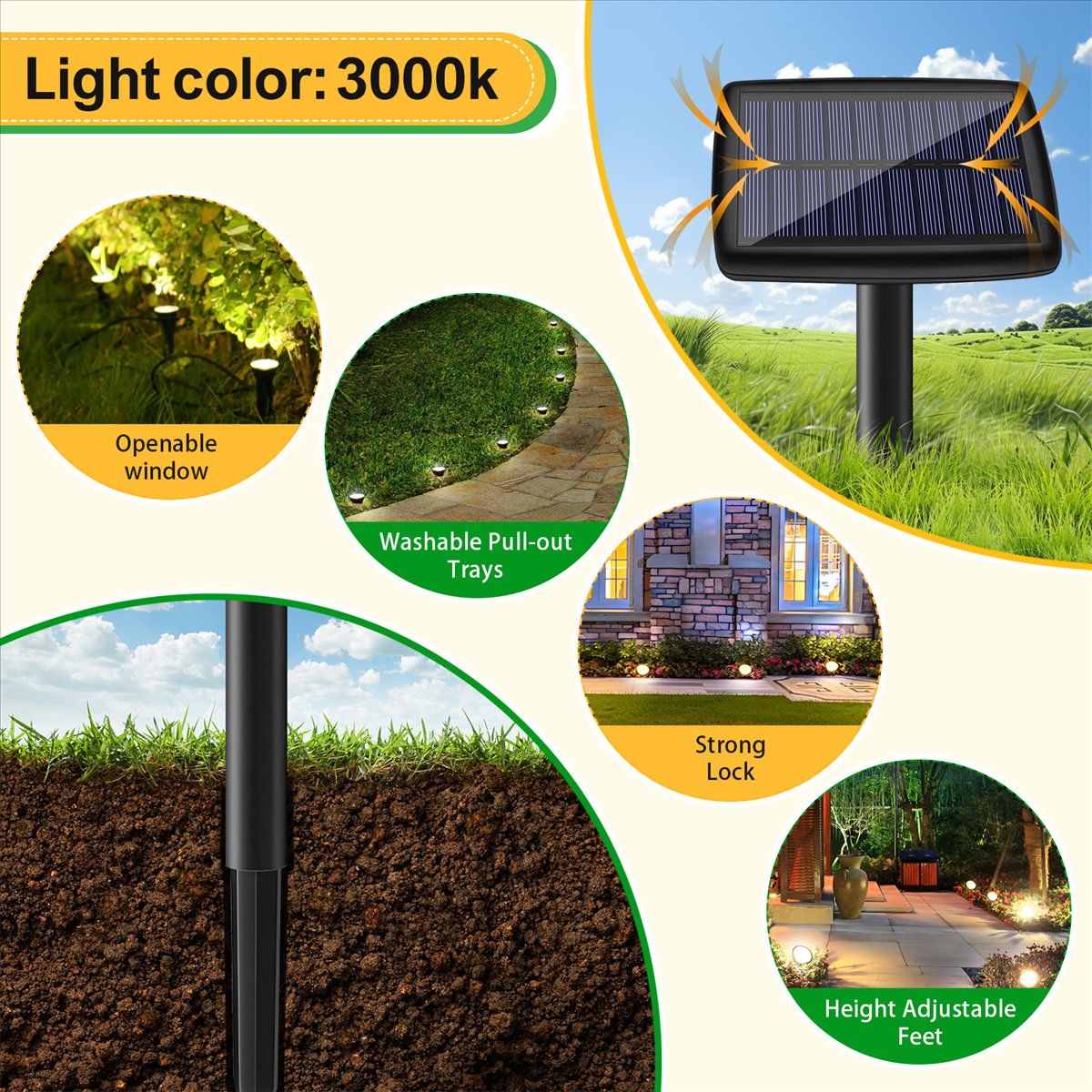 Solar Path Light - Luzes Solares Y17A 10 em 1