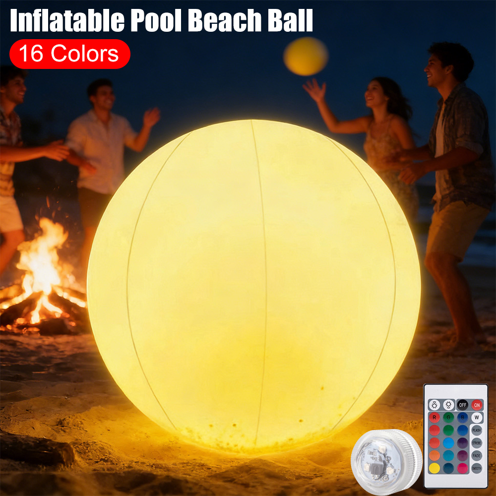 Outdoor Lighting Around Pool - Bola Inflável de Praia Luminosa com