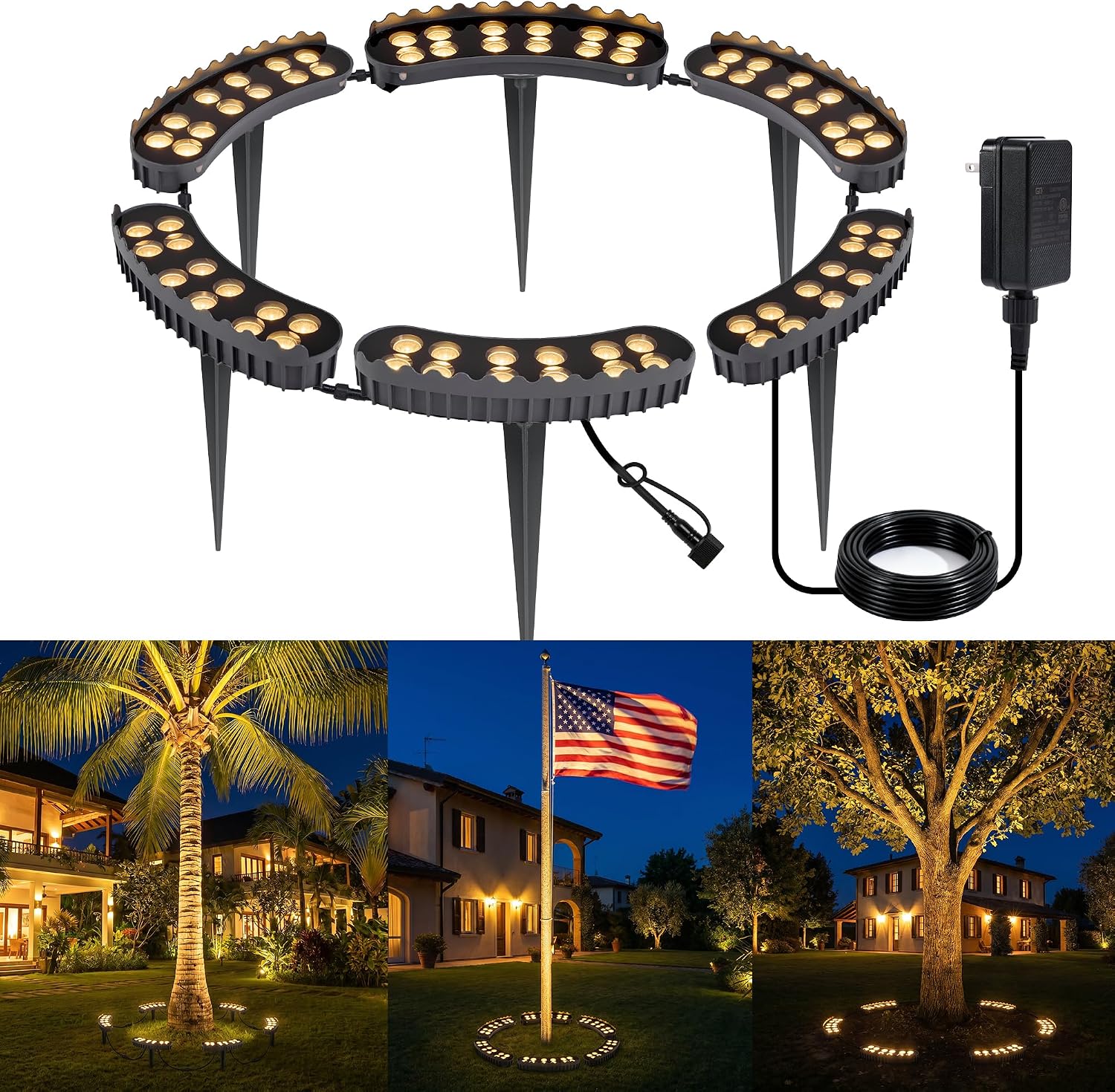 Outdoor Lighting Voltage - Luzes de Anel para Árvores Externas,