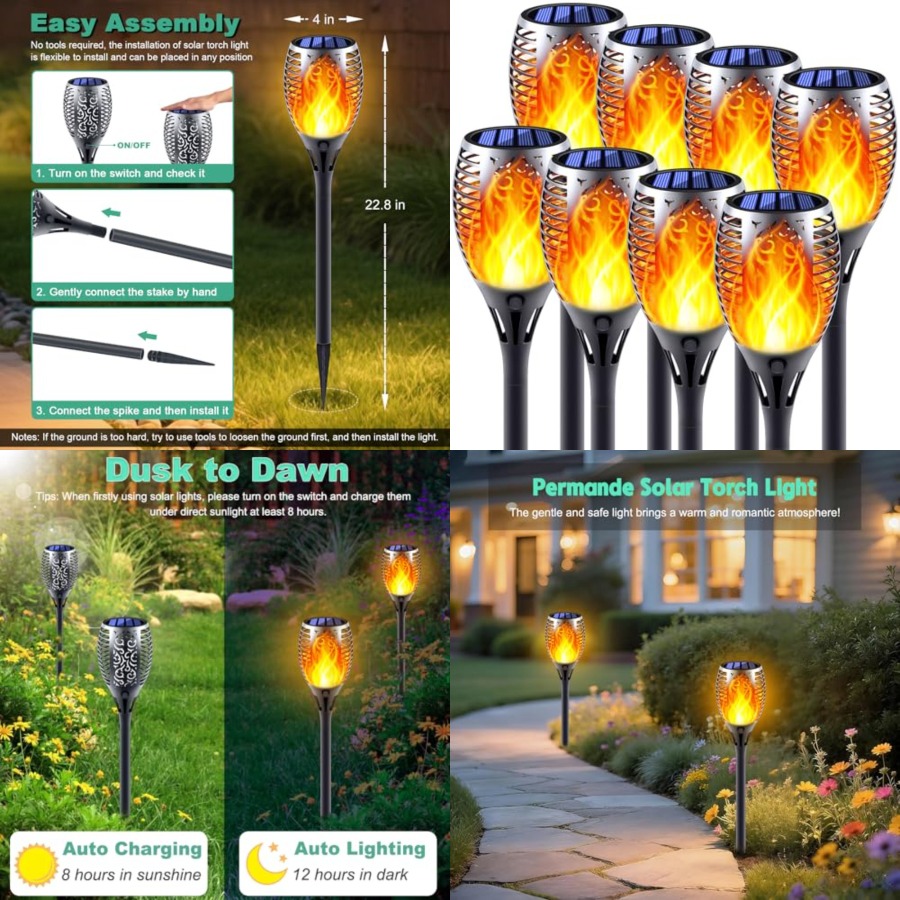 Luzes Solares com Efeito de Ch - Fire Torch Solar avaliação e preço