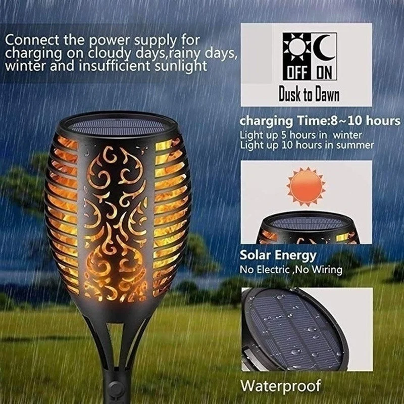 1/2/4/6/8/10 pçs chama solar l - Fire Torch Solar avaliação e preço