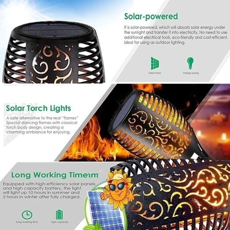 1/2/4/6/8/10 pçs chama solar l - Fire Torch Solar avaliação e preço